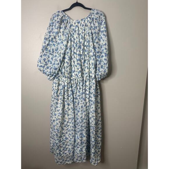 Lane Bryant Blue Ditsy Floral Puff Sleeve Tuck Detail Midi Dress 26 Cottagecore - Picture 6 of 10